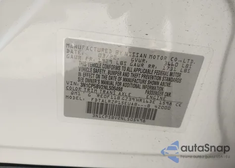 2022 Nissan Kicks S Xtronic Cvt from USA, damaged, VIN 3N1CP5BV2NL505498